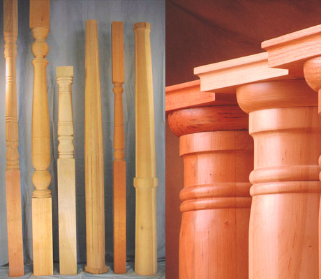 Fabricación de columnas de madera de 2 metros de largo.